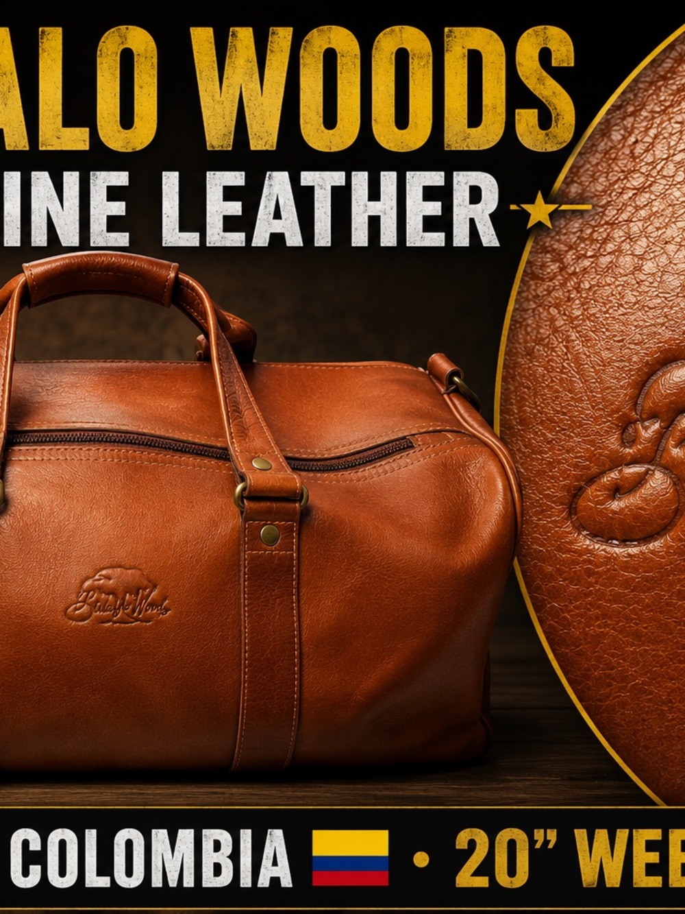 Buffalo David Bitton Cognac Leather Travel Duffel